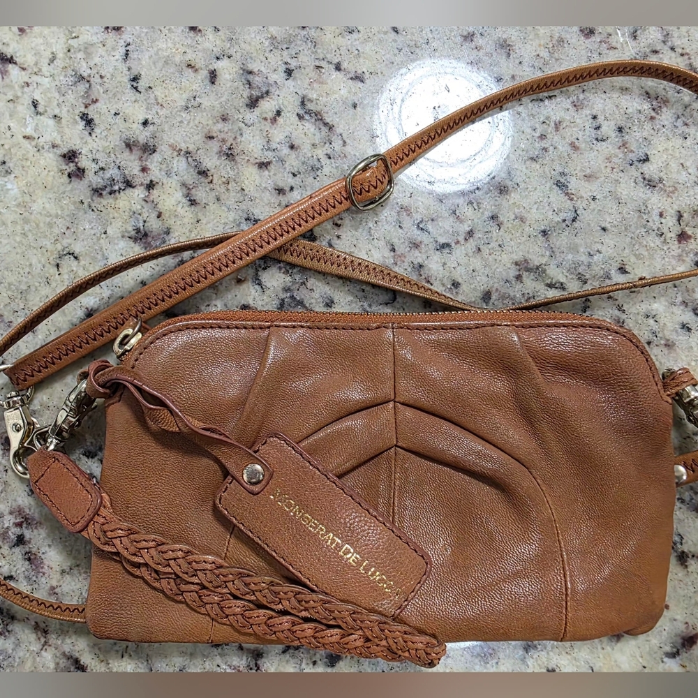 Monserat De Lucca Small Tan Leather Crossbody Purse